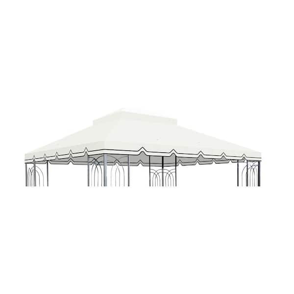 Unbranded Replacement Canopy Cover Only, 10 x 10 ft. Patio Double Tiered Gazebo Canopy Top Fabric (Frame Not Include), Beige