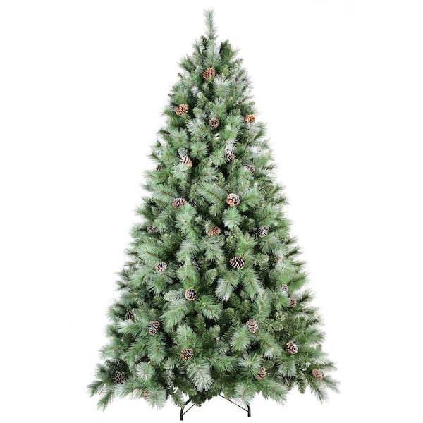 8 ft. Artificial Christmas Tree with 102-Pine Cones, 1858-Tips and Sturdy Metal Stand