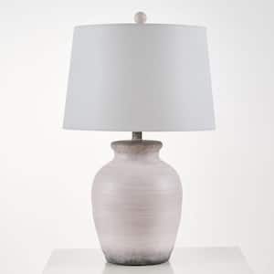 24.8 in. Light Pink with A Gradient Taupe Farmhouse Ceramic Bedside Table Lamp