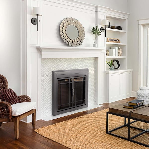 Easton Large Gunmetal Glass Fireplace Doors