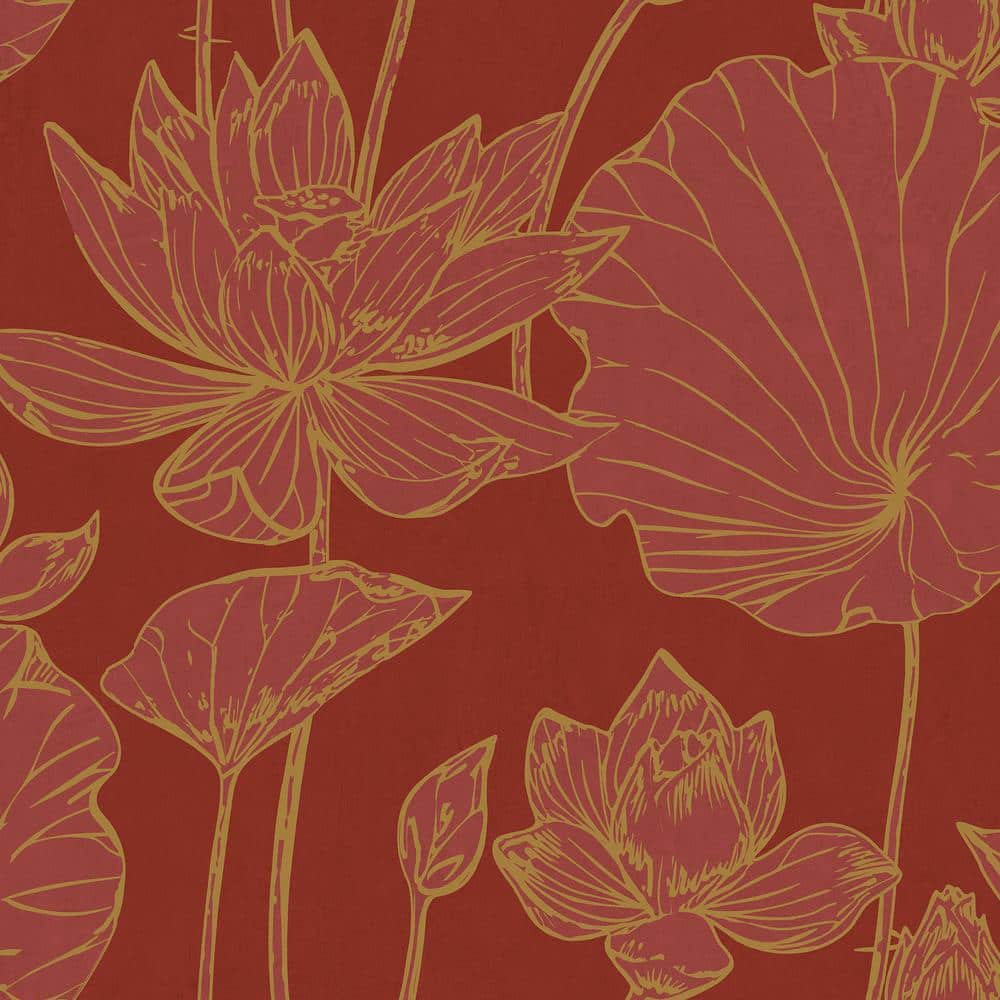 Wallpaper Roll Yellow Lotus Flower Art Deco Nouveau Floral Flowers 24in x 27ft 