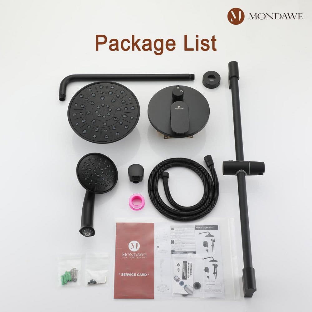 Matte Black Adjustable Multi-Head Rain Shower System with Handheld