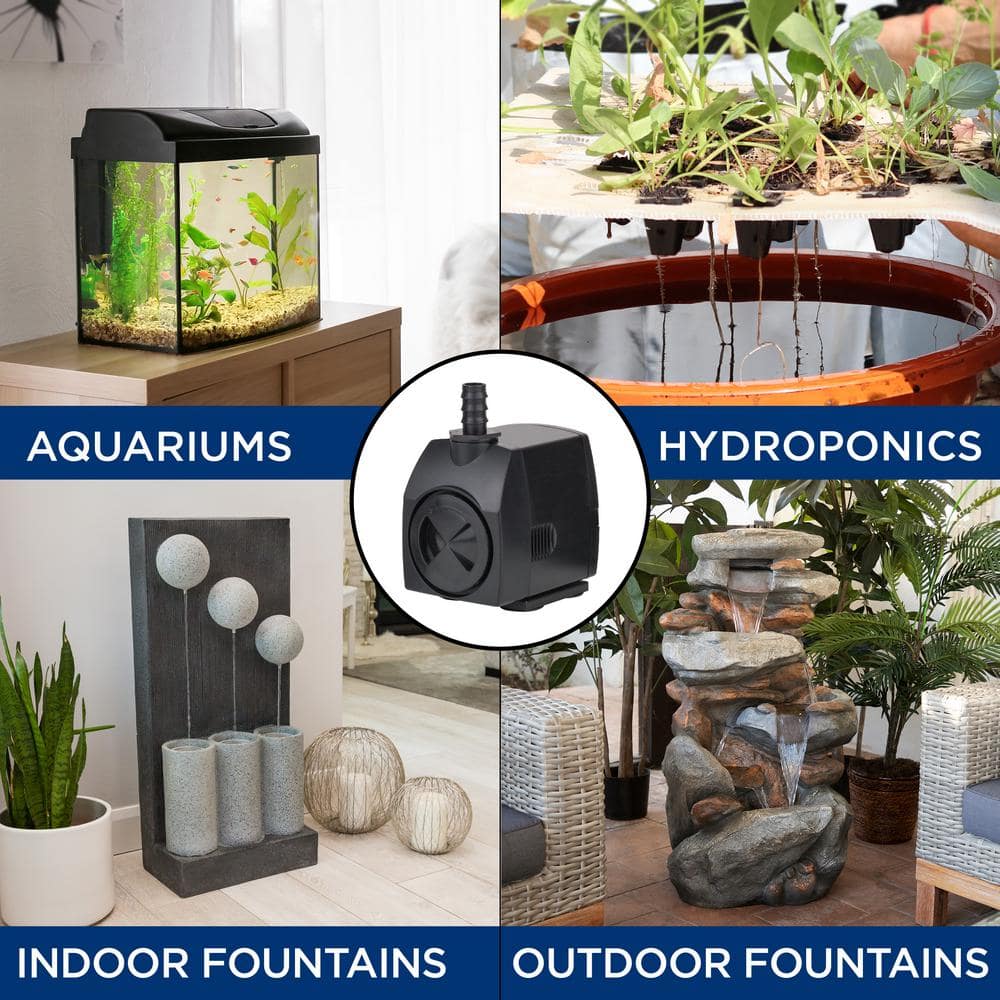 Black Submersible 400 GPH Fountain Stream Pump