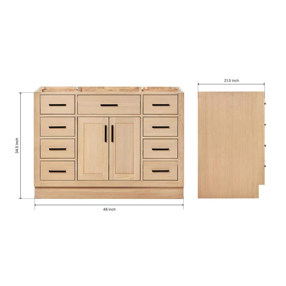 Hepburn 48" Light Brown Oak Bathroom Vanity Base