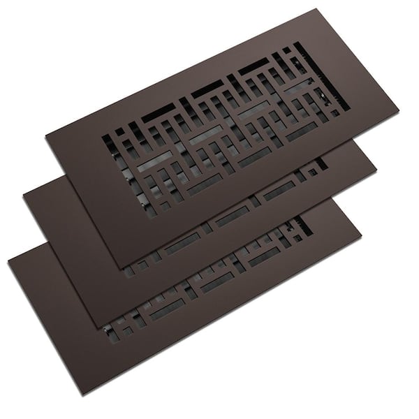 Reggio Registers Low Profile 10 in. x 4 in. Steel Floor Register in Oil Rubbed Bronze Woven Pattern (3-Pack)