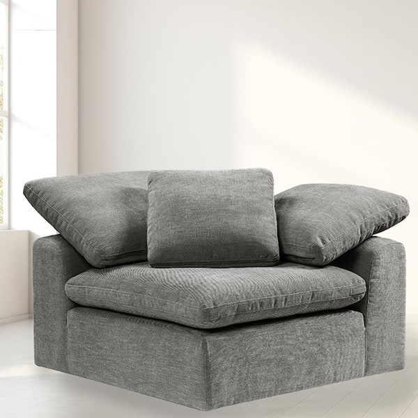 Naveen 45 45 in. Armless 1 -piece Linen Modular Sectional Sofa in. Gray with No Additional Features