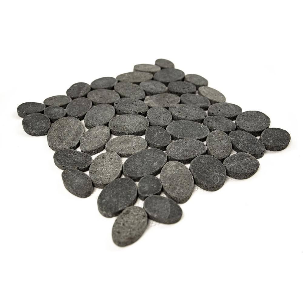 Black Tumbled Marble Pebble Mosaic Tile for Floors and Walls