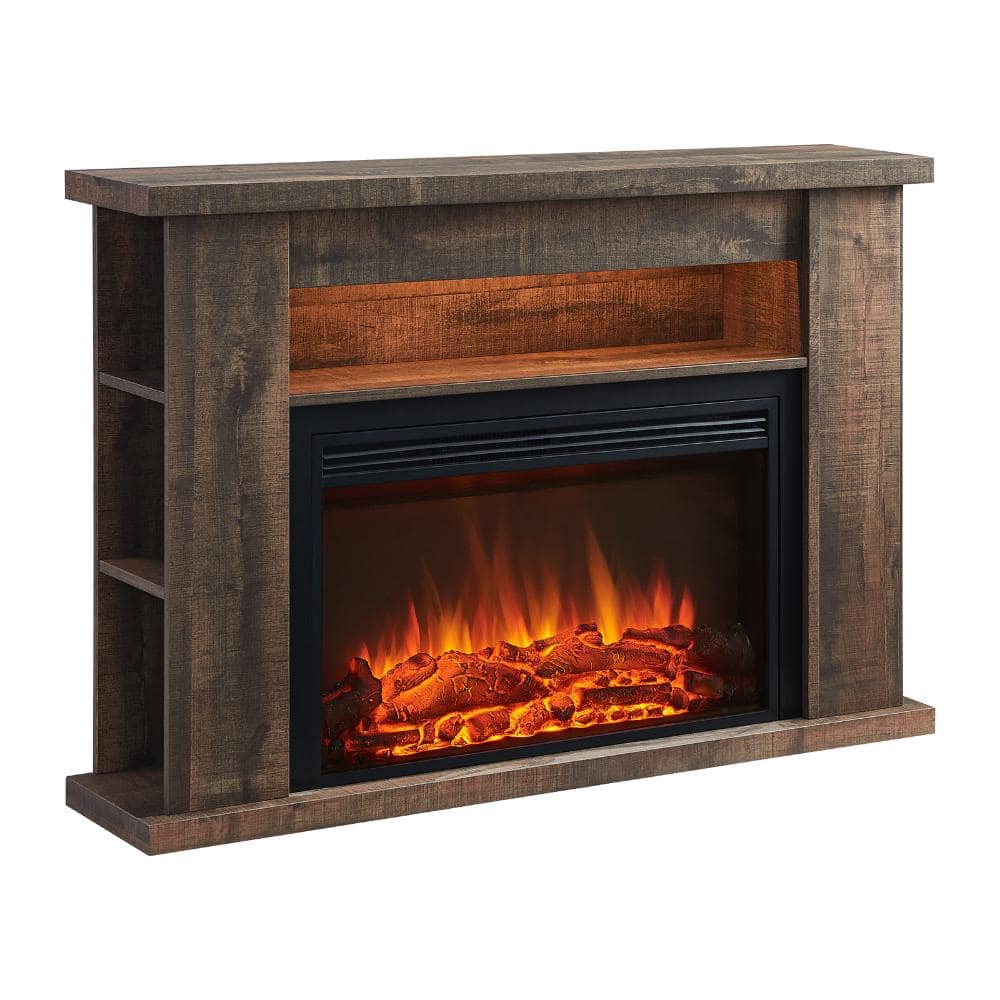 "Barron Electric Fireplace with 51"" Storage Shelf Mantel Surround and Jaden 31"" Insert, Rustic Dark Oak Finish" price history on PriceWatchPro