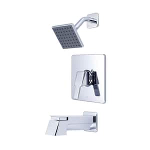i3 1-Handle Wall Mount Tub and Shower Faucet Trim Kit in Polished Chrome 4 in. Square Showerhead (Valve not Included)