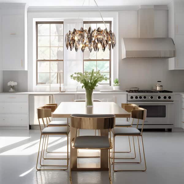 Incandescencia 6-Light Plating Brass Drum Crystal Chandelier with No Bulbs Included, LED Compatible