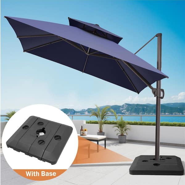 5 ft tilting patio umbrella ABCCANOPY 9FT 3 Tiers Patio Umbrella 8 Ribs OLEFIN 5-Year No Fading Light Blue