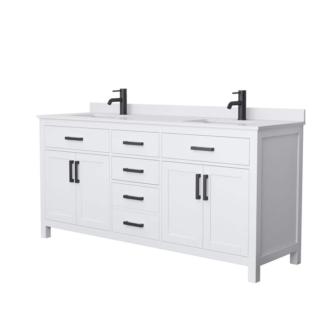 Wyndham Collection Beckett 72 in. W x 22 in. D x 35 in. H Double Sink