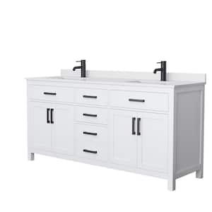Beckett 72 in. W x 22 in. D x 35 in. H Double Sink Bath Vanity in White with White Cultured Marble Top