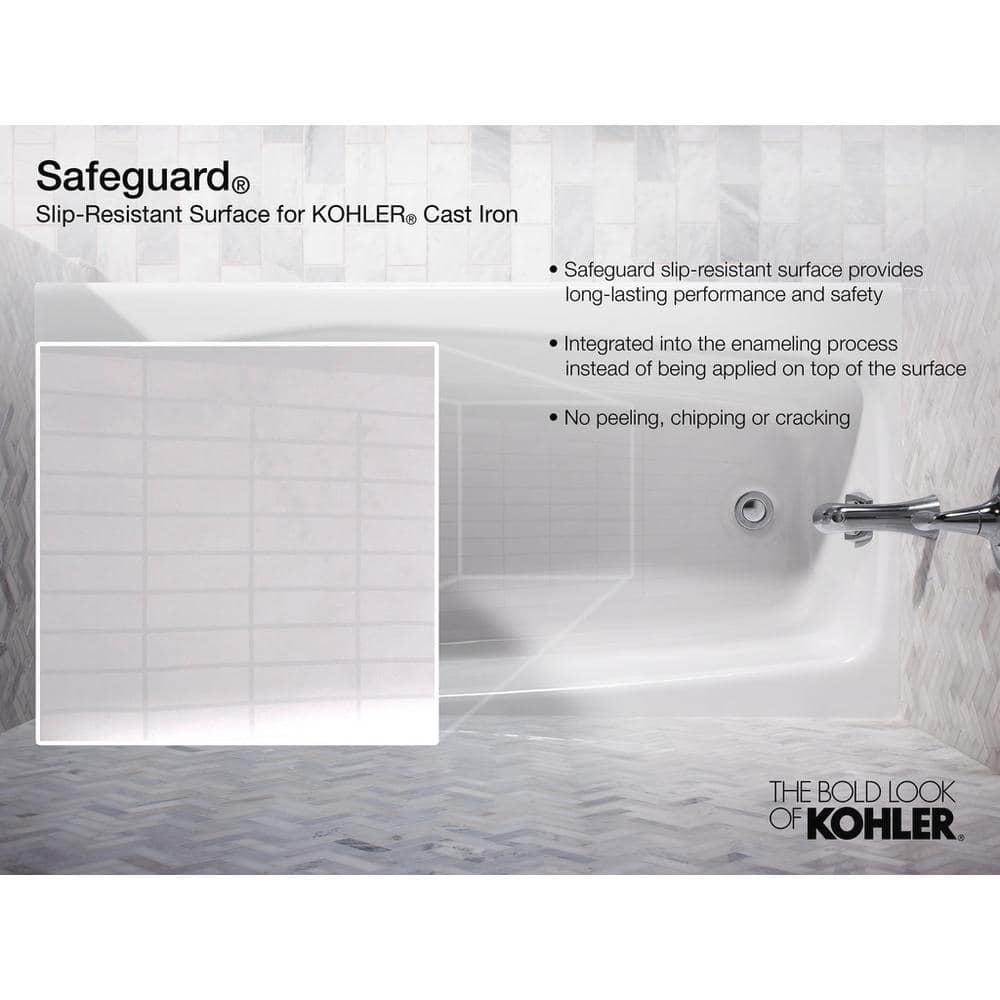 Bellwether 66" White Cast Iron Alcove Soaking Bathtub