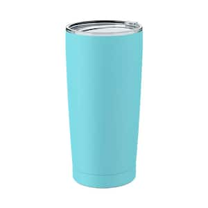 Double Walled 20 Oz. Insulated Aquamarine Stainless Steel Coffee Tumbler with Lid