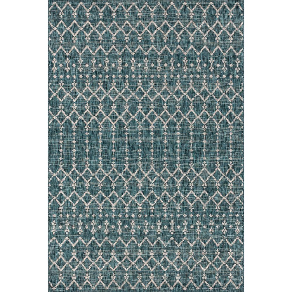 Gray Geometric 8' x 10' Synthetic Flat Woven Rug