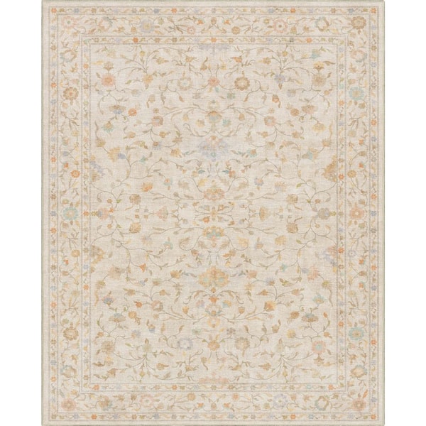 Apollo Serapi Yazd Traditioal Floral, Beige 3 ft. 11 in. x 5 ft. 3 in. Area Rug