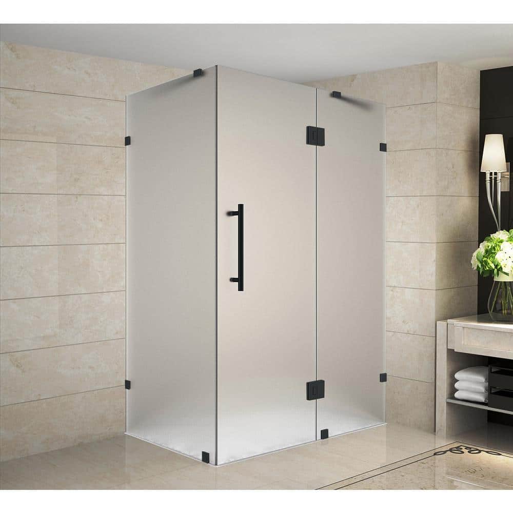 Avalux 48 in. x 32 in. x 72 in. Frameless Corner Hinged Shower Enclosure with Frosted Glass in Matte Black price history on PriceWatchPro