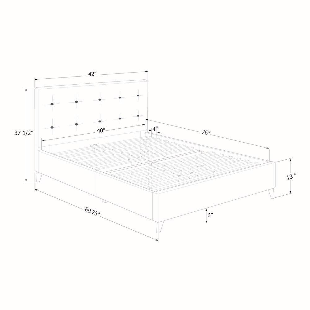 Pale Pink Velvet Twin Upholstered Platform Bed with Headboard