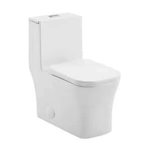 Concorde 14 in. Rough-In 1-piece 1.1/1.6 GPF Dual Flush Square Toilet in Glossy White Seat Included