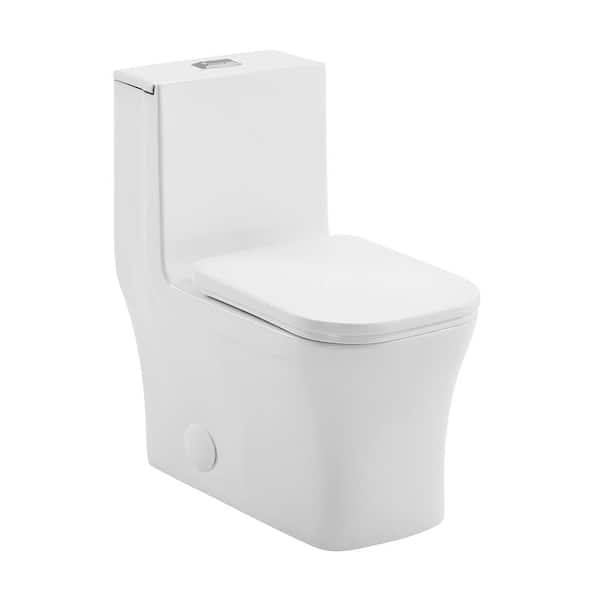 Swiss Madison Concorde 14 in. Rough-In 1-piece 1.1/1.6 GPF Dual Flush Square Toilet in Glossy White Seat Included