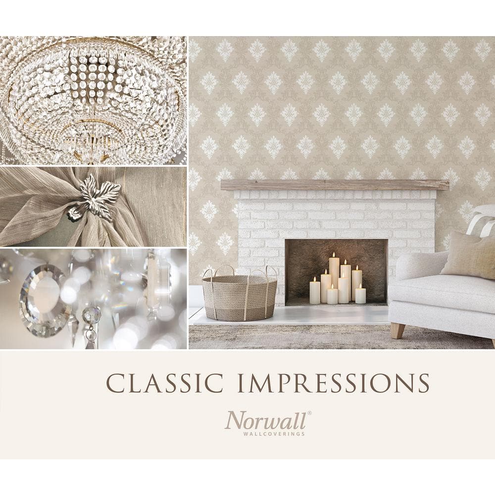 Aqua Blue and Gold Large Damask Pre-pasted Wallpaper