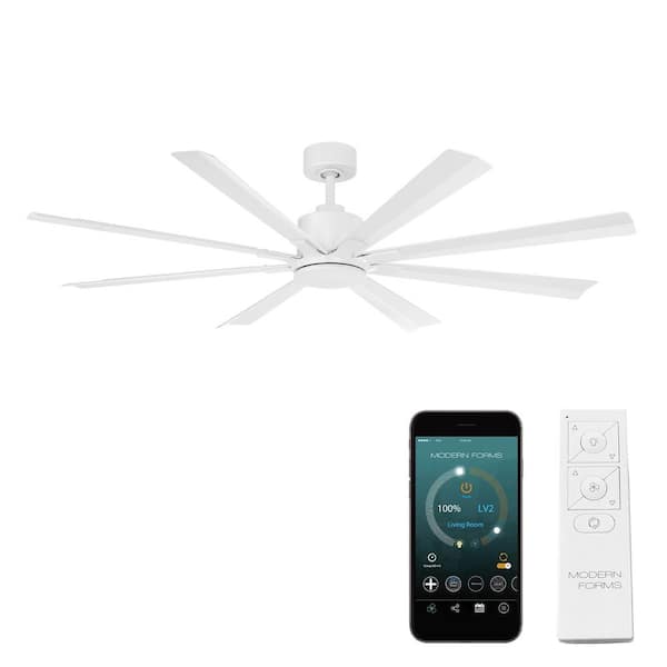 Modern Forms Size Matters 65 in. Smart Indoor/Outdoor Matte White Windmill Ceiling Fan with Remote