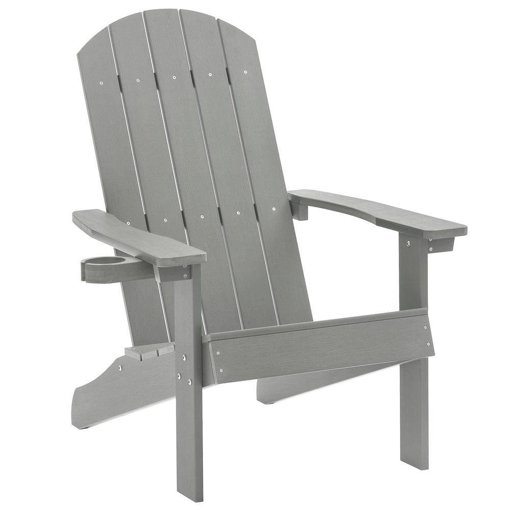 HIPS Plastic Adirondack Chair with Cup Holder, Weather Resistant, Patio Out
