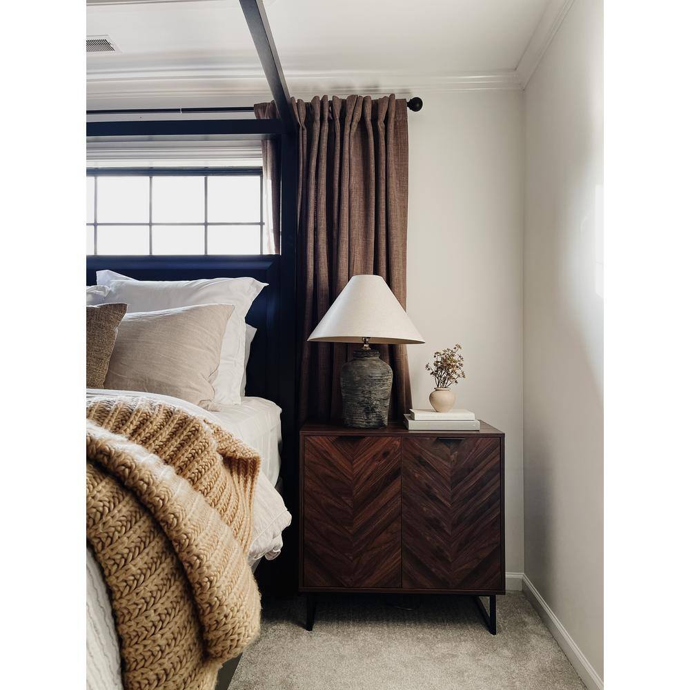 Walnut Freestanding Accent Cabinet with Adjustable Shelving