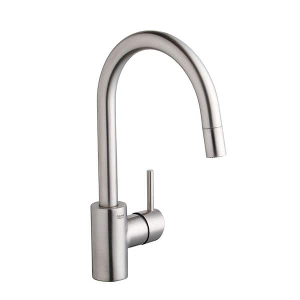 GROHE Concetto Single-Handle Pull-Down Sprayer Kitchen Faucet with Dual Spray in SuperSteel InfinityFinish