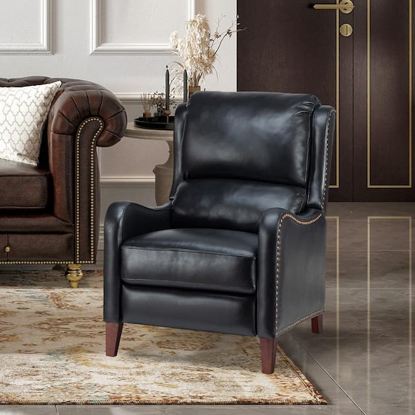 JAYDEN CREATION Hyde Modern Retro Black Genuine Leather Wingback