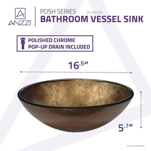 ANZZI Posh Series 17 in. Bathroom Vessel Sink with Scratch-Tough