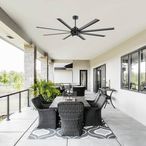 Salinas 72 in. (6 ft.) Indoor Black Windmill Industrial Ceiling Fan with Integrated LED Light, Aluminum Blade and Remote Ceiling Fans With Lights