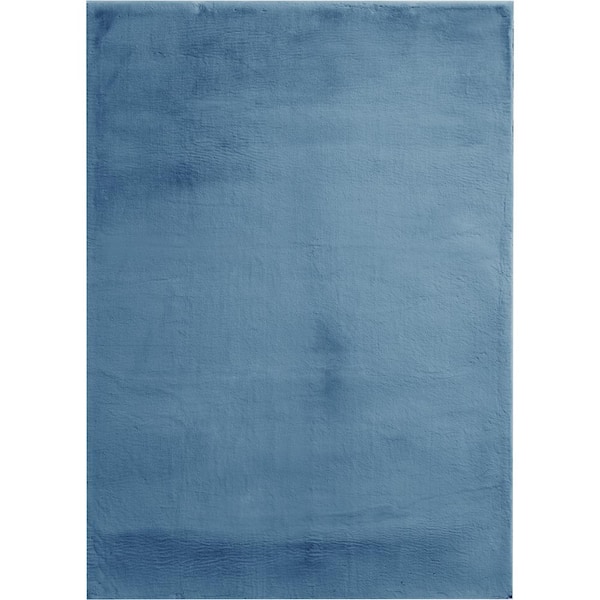 Piper Blue 7 ft. x 9 ft. Solid Polyester Area Rug