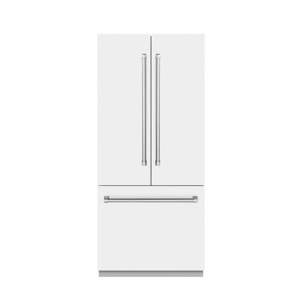 36 in. 19.6 cu. ft. Built-in Bottom Freezer Refrigerator with Water Dispenser in Matte White with Graphite Gray Interior