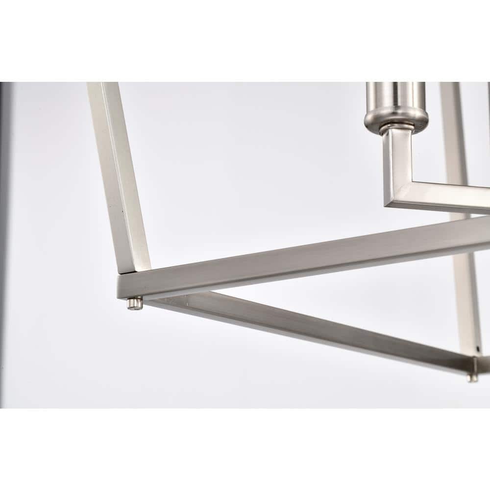 Brushed Nickel 4-Light Lantern Pendant Chandelier 16 in