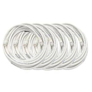 25 ft. Cat 6 Molded Snagless RJ45 UTP Networking Patch 24AWG Cable, White (5-Pack)