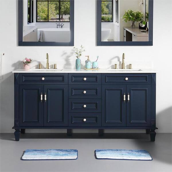 ANGELES HOME 72 in. W x 22 in. D x 35 in. H Solid Wood Bath Vanity in