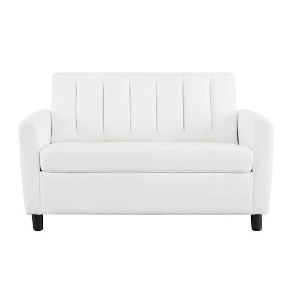 HOMESTOCK 32 In W White Twin Convertible Loveseat Sofa Bed Velvet   White Twin Velvet Sofa Beds 11744hd 64 600 