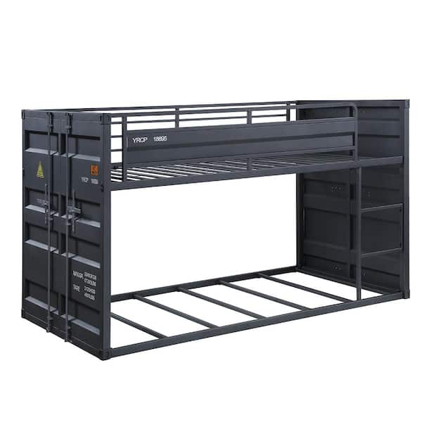 Acme Furniture Cargo Gunmetal Twin over Twin Bunk Bed with Right Facing Front Ladder