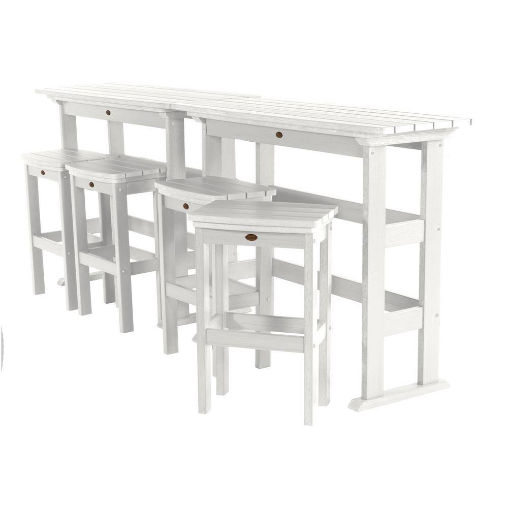 Highwood Lehigh White 6-Piece Plastic Rectangular Bar Height Outdoor Dining Set -  KITBALC201-WHE