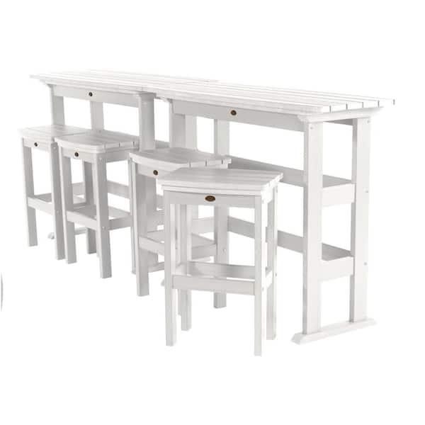 Highwood Lehigh White 6-Piece Plastic Rectangular Bar Height Outdoor Dining Set