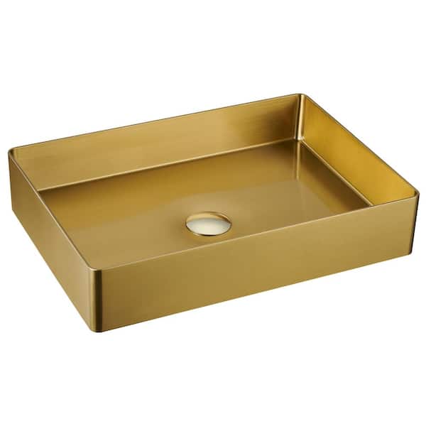 null CCV600 23-5/8 in . Stainless Steel Vessel Bathroom Sink in Yellow Gold