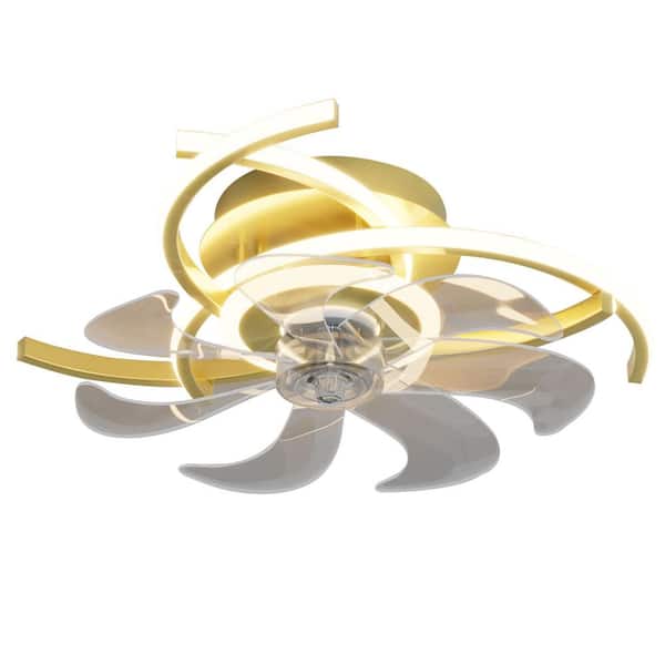 Tidoin 20 in. W LED 6-Speed Indoor Gold Smart Ceiling Fan with Remote