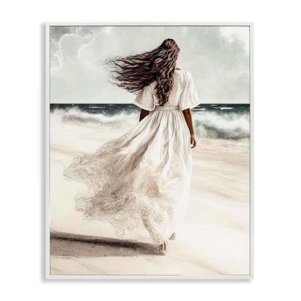 Stupell Industries Beach Stroll Sea Spray by Incado White Framed People Giclee Art Print 30 in. x 24 in.