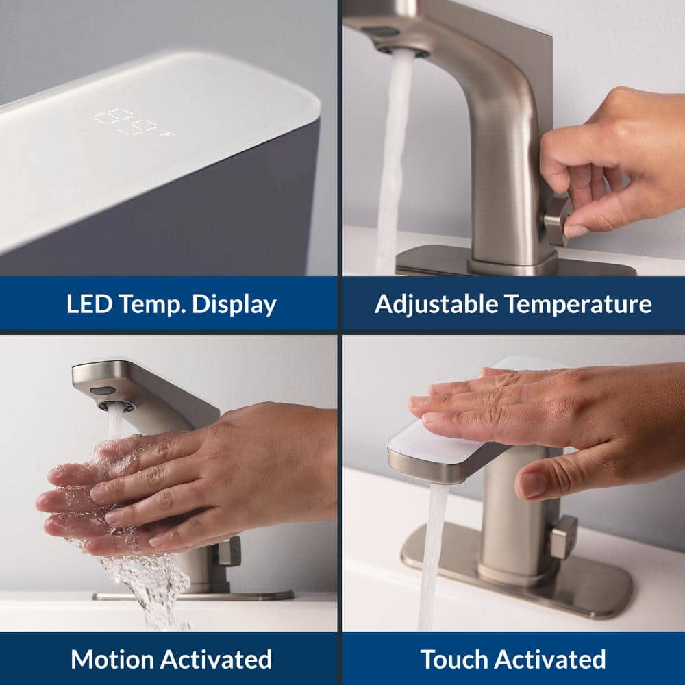 Chrome Touchless Bathroom Faucet with Drain Assembly