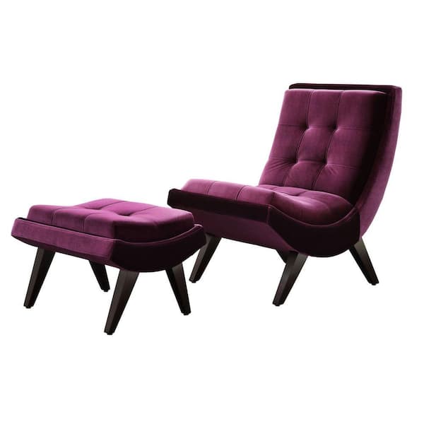 HomeSullivan Purple Velvet Chair with Ottoman