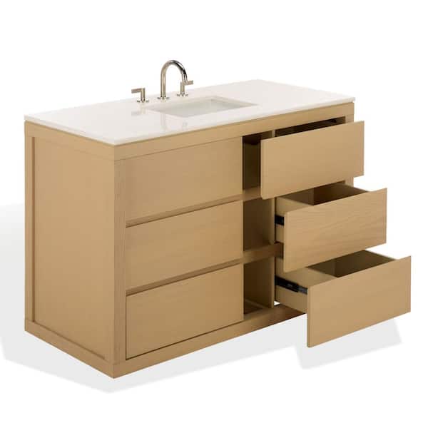 Clairebeth 48 in. Single Sink Natural Bath Vanity with White Marble Top