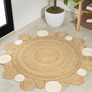 Ayana Two-Tone Jute Hippy Circle Natural/Cream 5 ft. Round Area Rug