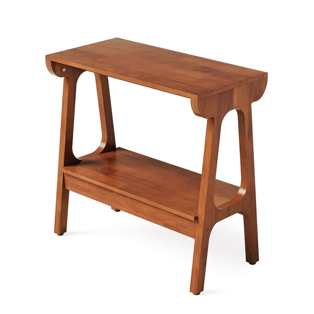 Kerlin 27.6 in. Walnut Rectangle Rubber Wood Side Table, End Table with Shelf for Living Room, Bedroom price history on PriceWatchPro
